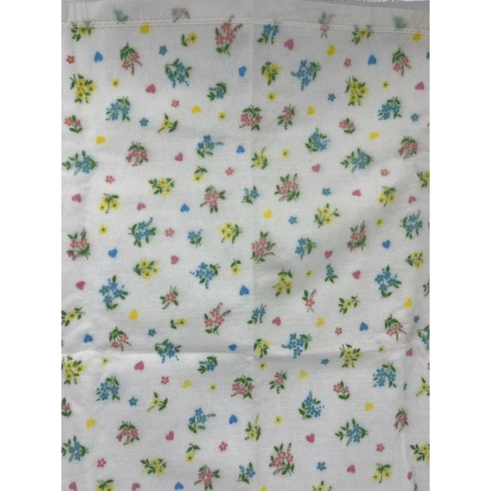Vintage Chatham Baby Blanket Satin Trim Fleece Hearts Flowers Floral 40 x 44